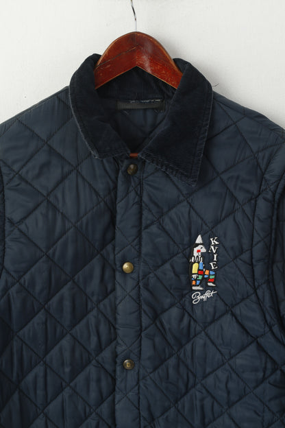 Buffet Lozio Milano Men M Jacket Navy Vintage Quilted Detachable Sleeves Top