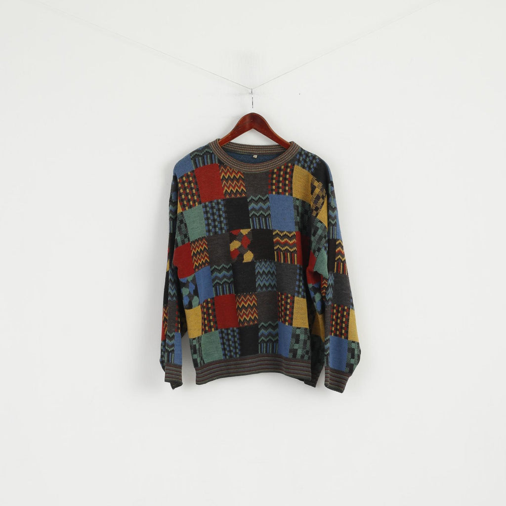 Vintage Men 52 M Jumper Designer Knit Multicoloured Wool Acrylic Blend Sweater