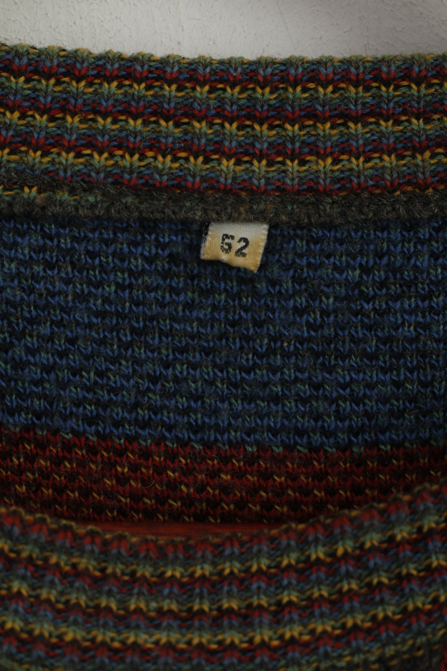 Vintage Men 52 M Jumper Designer Knit Multicoloured Wool Acrylic Blend Sweater