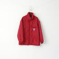 Giacca Master da uomo XL in nylon rosso vintage anni '90 con cerniera intera e maniche staccabili