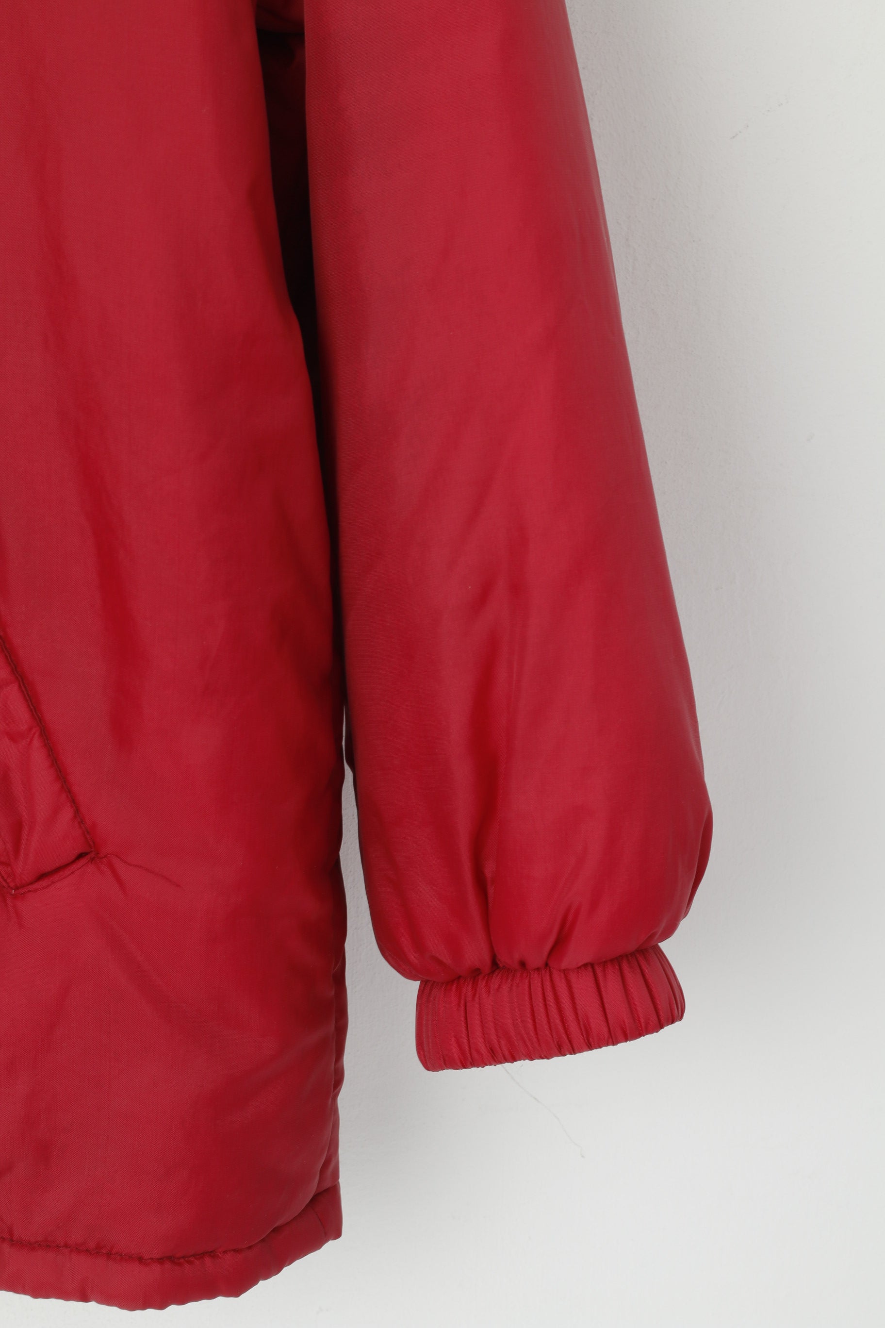 Giacca Master da uomo XL in nylon rosso vintage anni '90 con cerniera intera e maniche staccabili