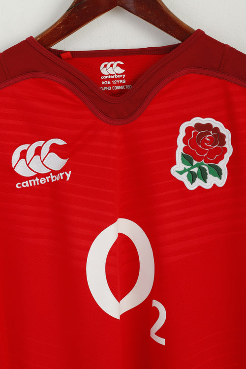 Canterbury Boys 12 Age Shirt Rouge Rugby O2 Angleterre Maillot sous Licence