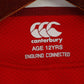 Canterbury Boys 12 Age Shirt Red Rugby O2 England Licensed Jersey Top
