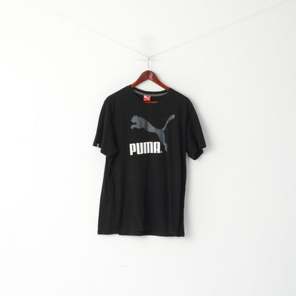 Puma T-shirt XL pour homme en coton noir avec logo Heritage - Haut de sport basique à col rond