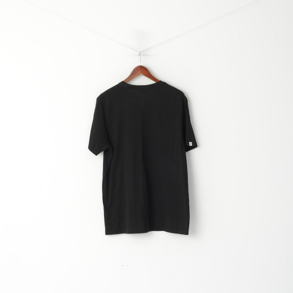 T-shirt Puma da uomo XL in cotone nero con logo Heritage, girocollo, top sportivo di base