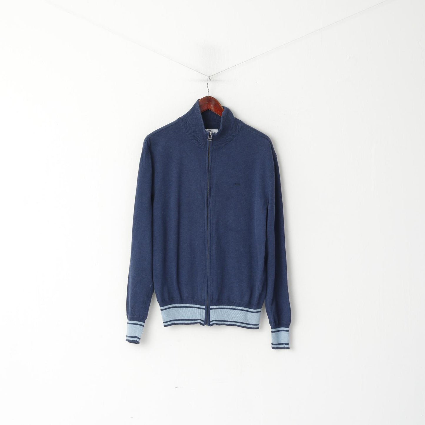 Levi's Men XL (L) Jumper Navy Cotton Knit Full Zipper Lightweight Soft Sweater