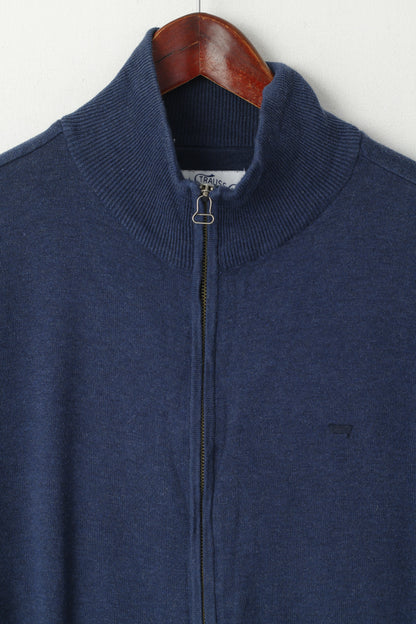 Levi's Men XL (L) Jumper Navy Cotton Knit Full Zipper Lightweight Soft Sweater
