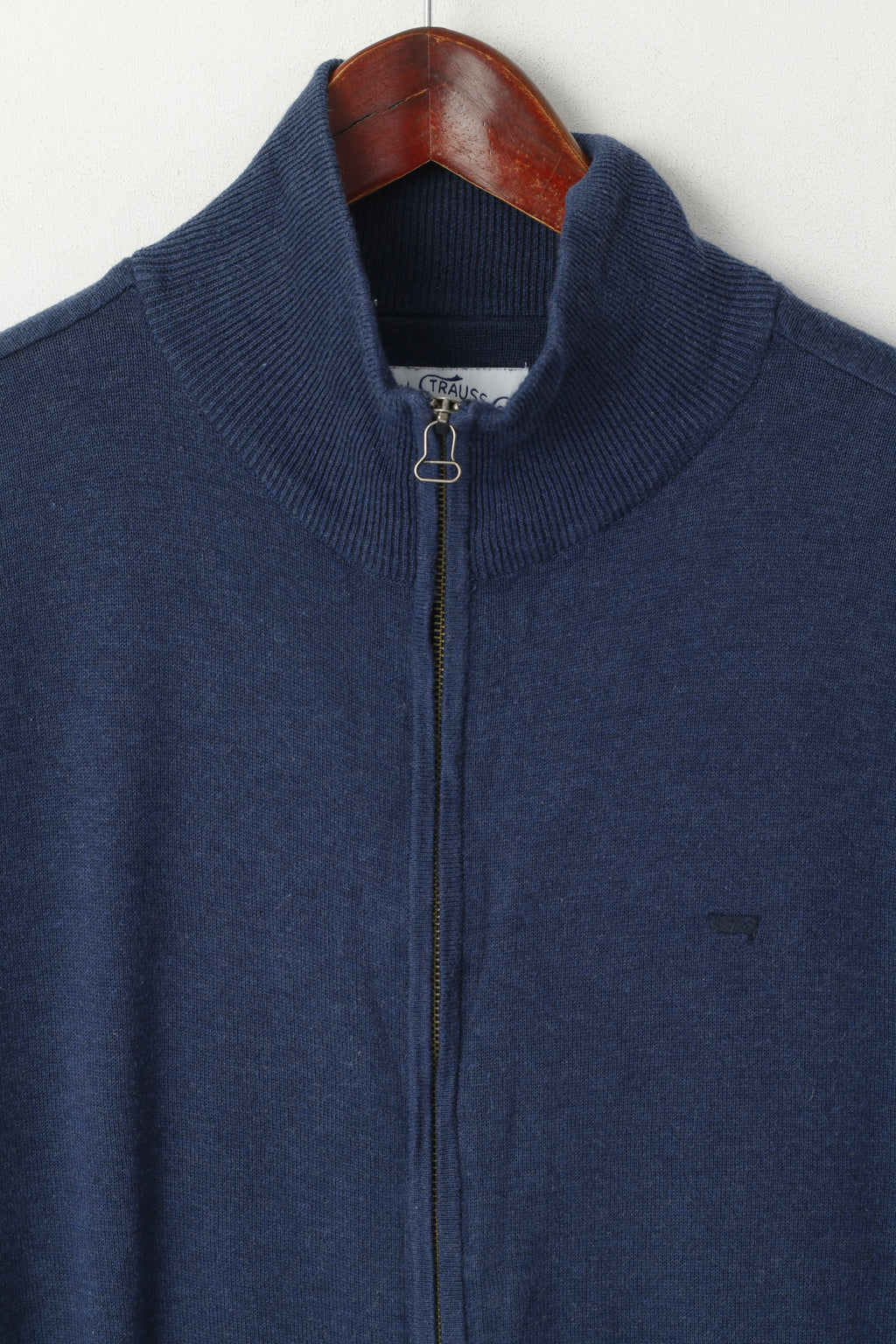 Levi's Men XL (L) Jumper Navy Cotton Knit Full Zipper Lightweight Soft Sweater