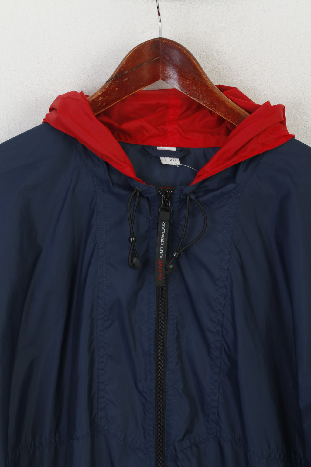 Active Manteaux Femmes 16/18 XL Veste Marine Nylon À Capuchon Zip Up Vintage Top