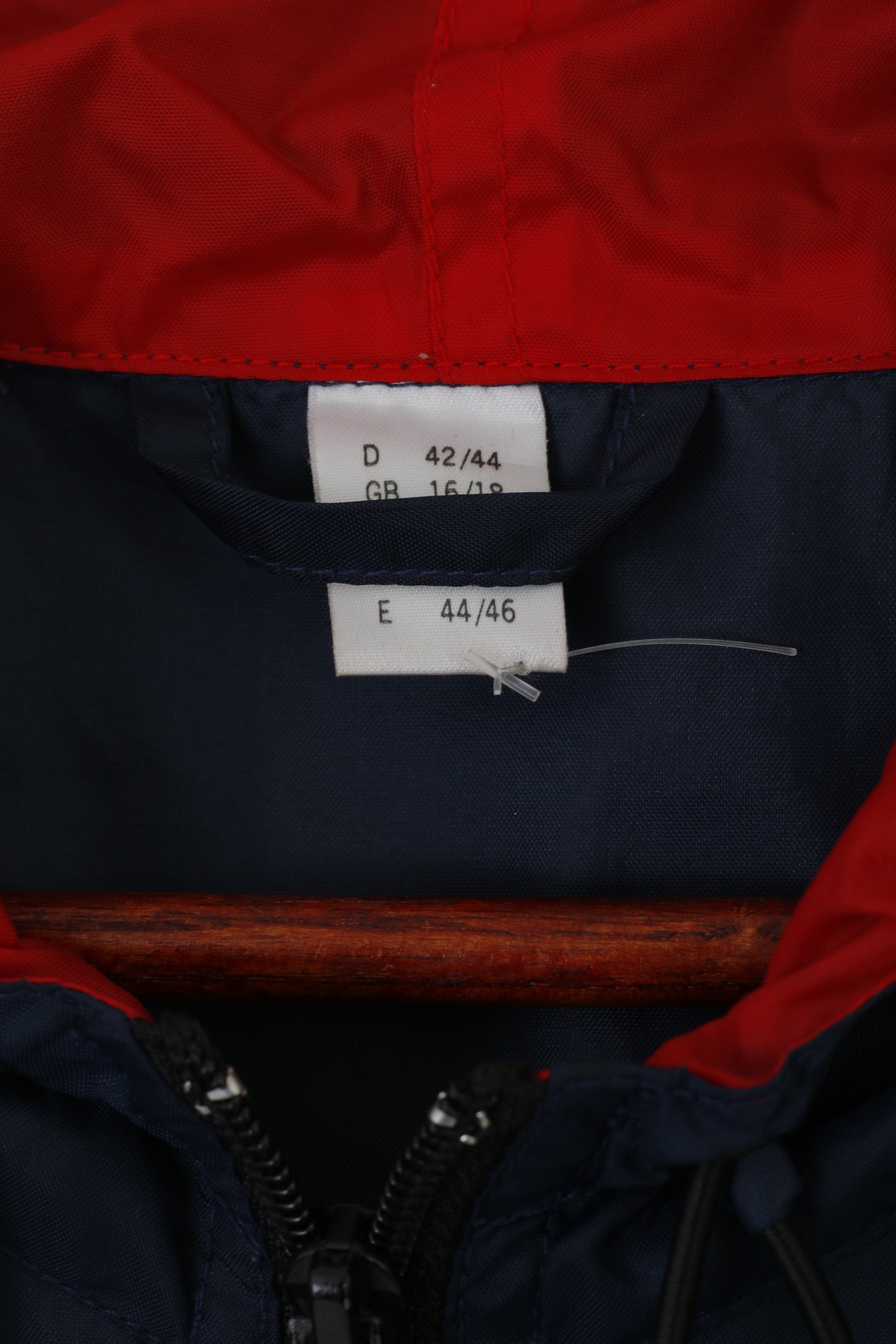 Active Manteaux Femmes 16/18 XL Veste Marine Nylon À Capuchon Zip Up Vintage Top