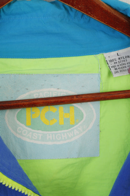 Pacific Coast Highway Men L (M) Pullover Jacket Turquoise Vintage 80s Sport Festival Top