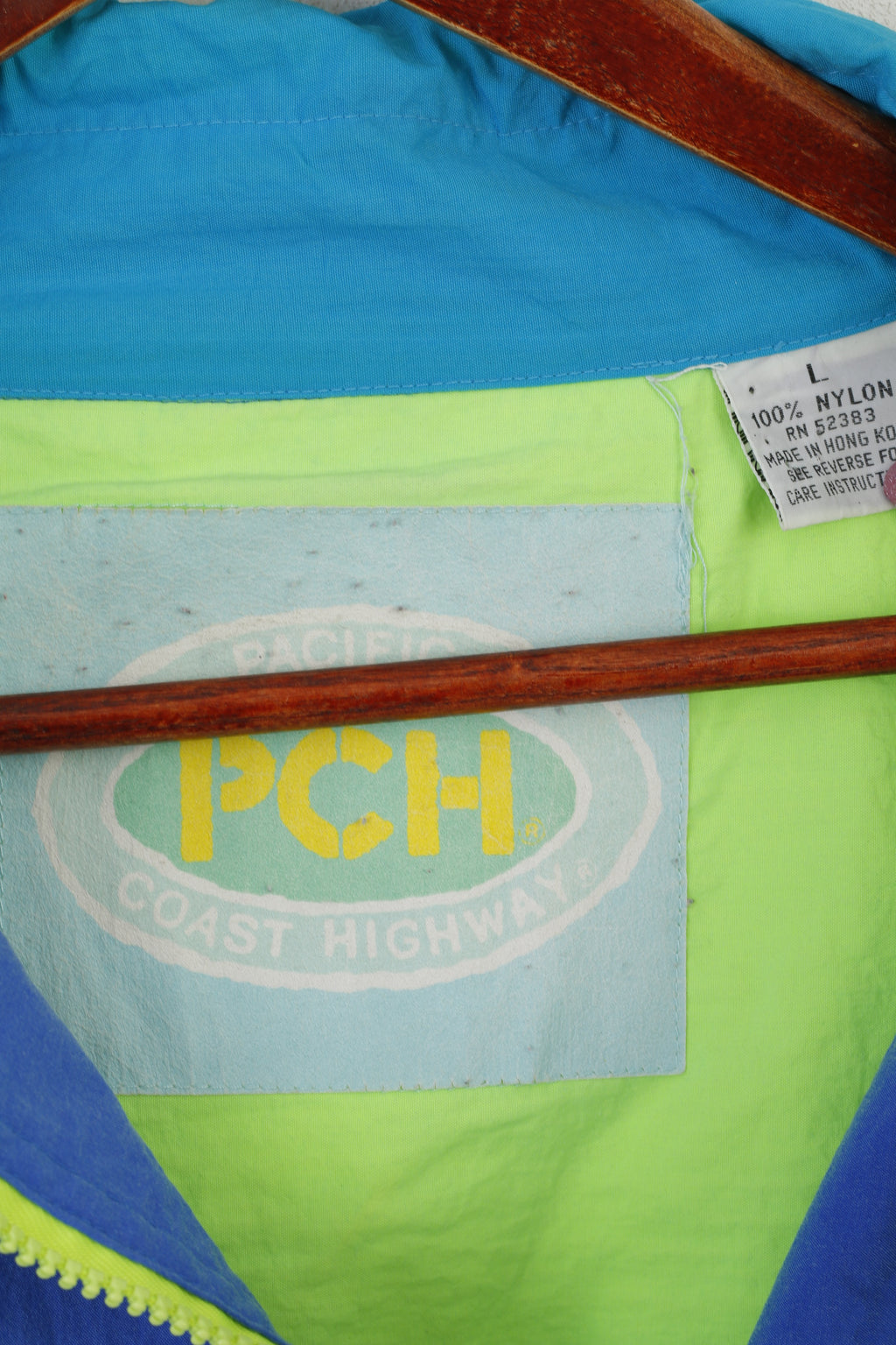 Pacific Coast Highway Men L (M) Veste pull Turquoise vintage années 80 Sport Festival Top