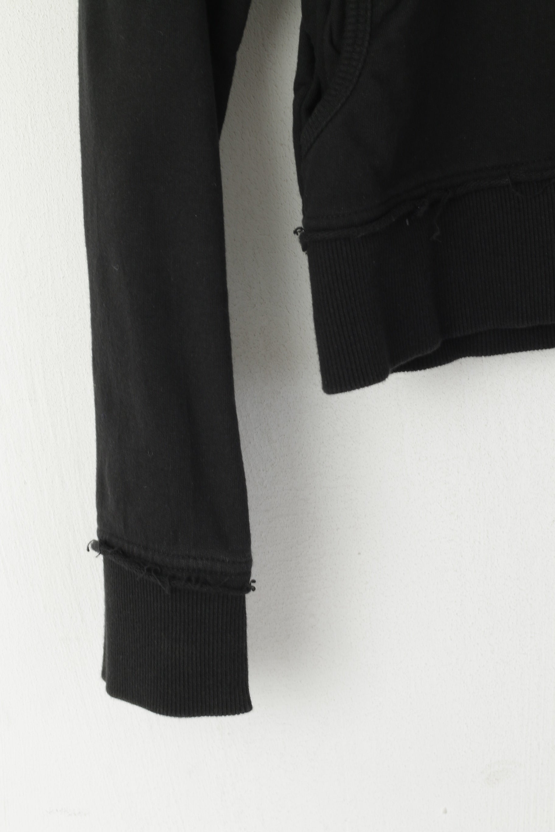 Felpa Lonsdale London da donna 12 S. Top corto con zip intera in cotone nero con logo