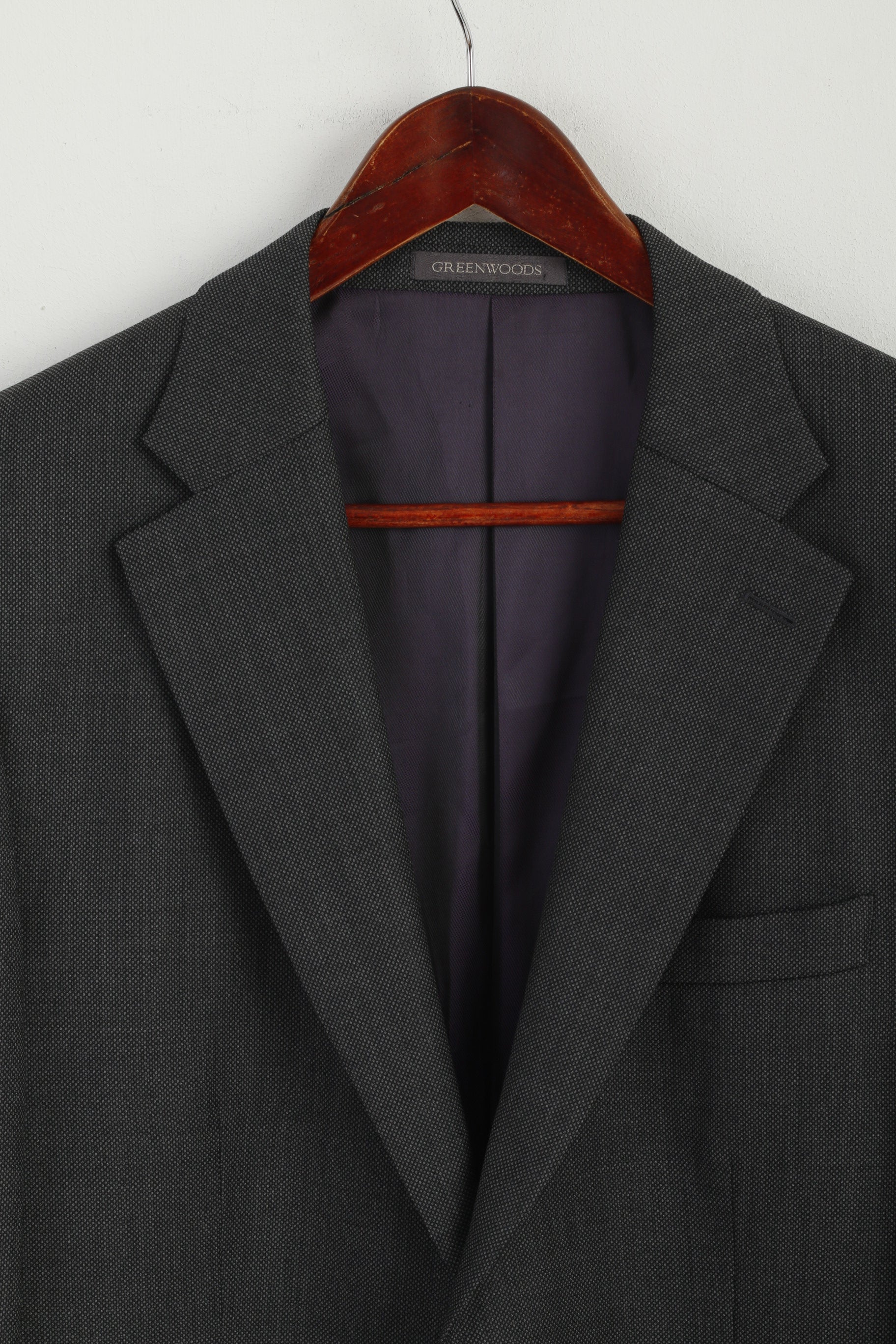 Green Woods Elite Hommes 40 102 cm Blazer Gris Mélange de Laine Veste de Qualité à Simple Boutonnage