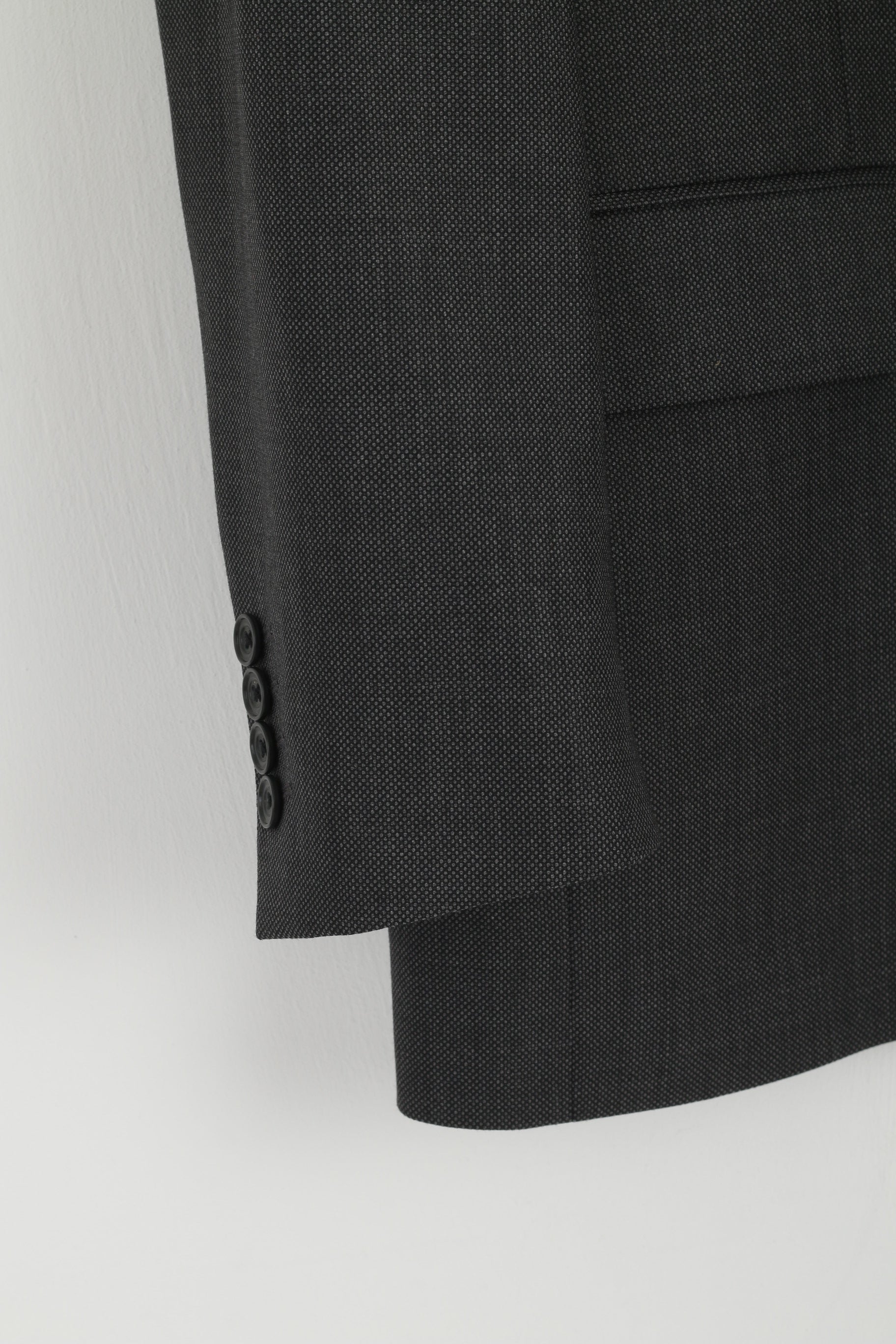 Green Woods Elite Hommes 40 102 cm Blazer Gris Mélange de Laine Veste de Qualité à Simple Boutonnage