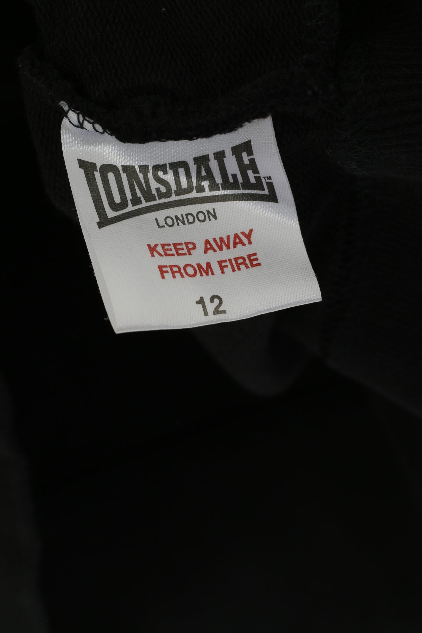 Lonsdale London Women 12 S Sweatshirt Black Cotton Logo Full Zip Cropped Top