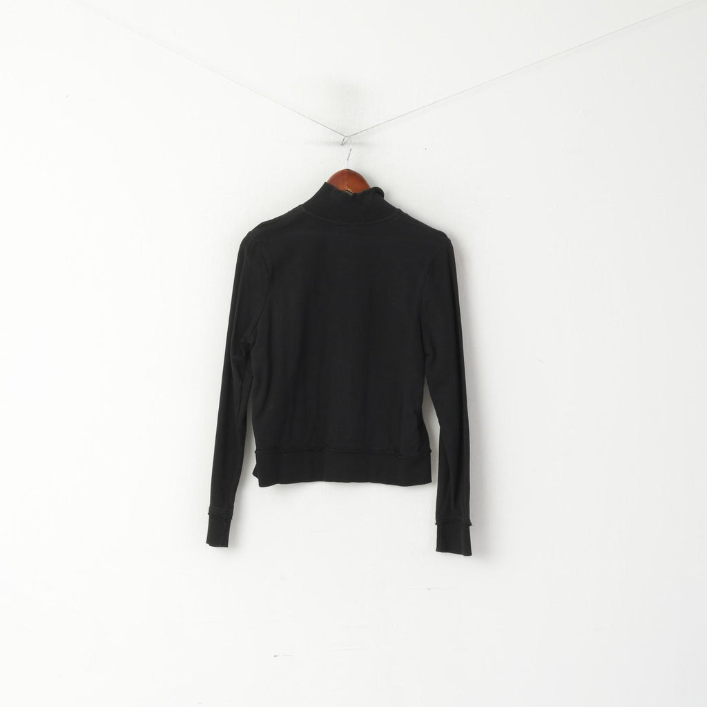Felpa Lonsdale London da donna 12 S. Top corto con zip intera in cotone nero con logo