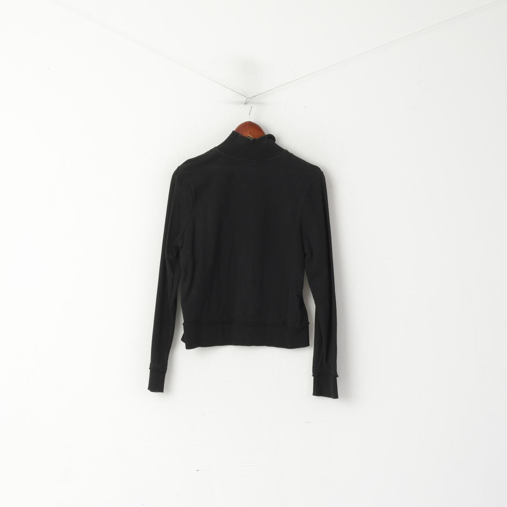 Felpa Lonsdale London da donna 12 S. Top corto con zip intera in cotone nero con logo