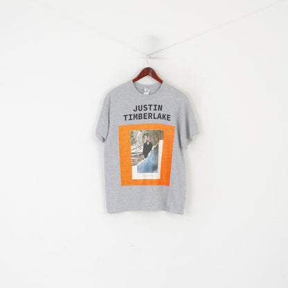 Gildan homme L t-shirt gris coton Justin Timberlake homme des bois haut vintage