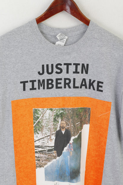 Gildan homme L t-shirt gris coton Justin Timberlake homme des bois haut vintage