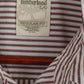 Timberland Men L Casual Shirt White Navy Striped Cotton Regular Fit Long Sleeve Top