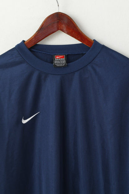 Maglia Nike Team Men XL 188 a maniche lunghe blu scuro, top sportivo da calcio vintage lucido