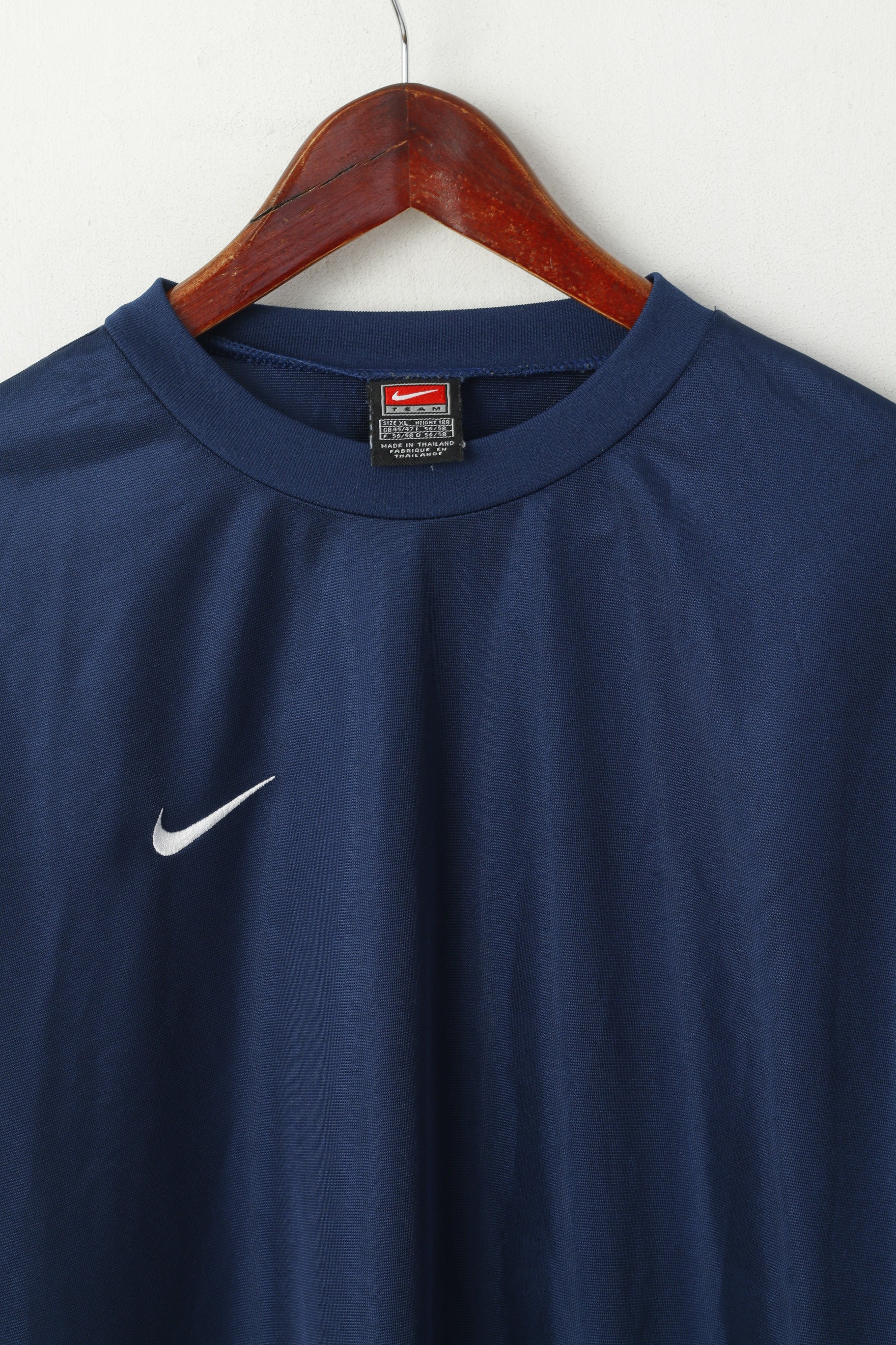 Nike Team Men XL 188 Chemise à manches longues Bleu marine brillant vintage Football Sport Haut