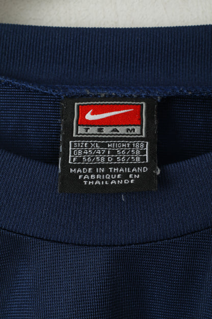 Maglia Nike Team Men XL 188 a maniche lunghe blu scuro, top sportivo da calcio vintage lucido