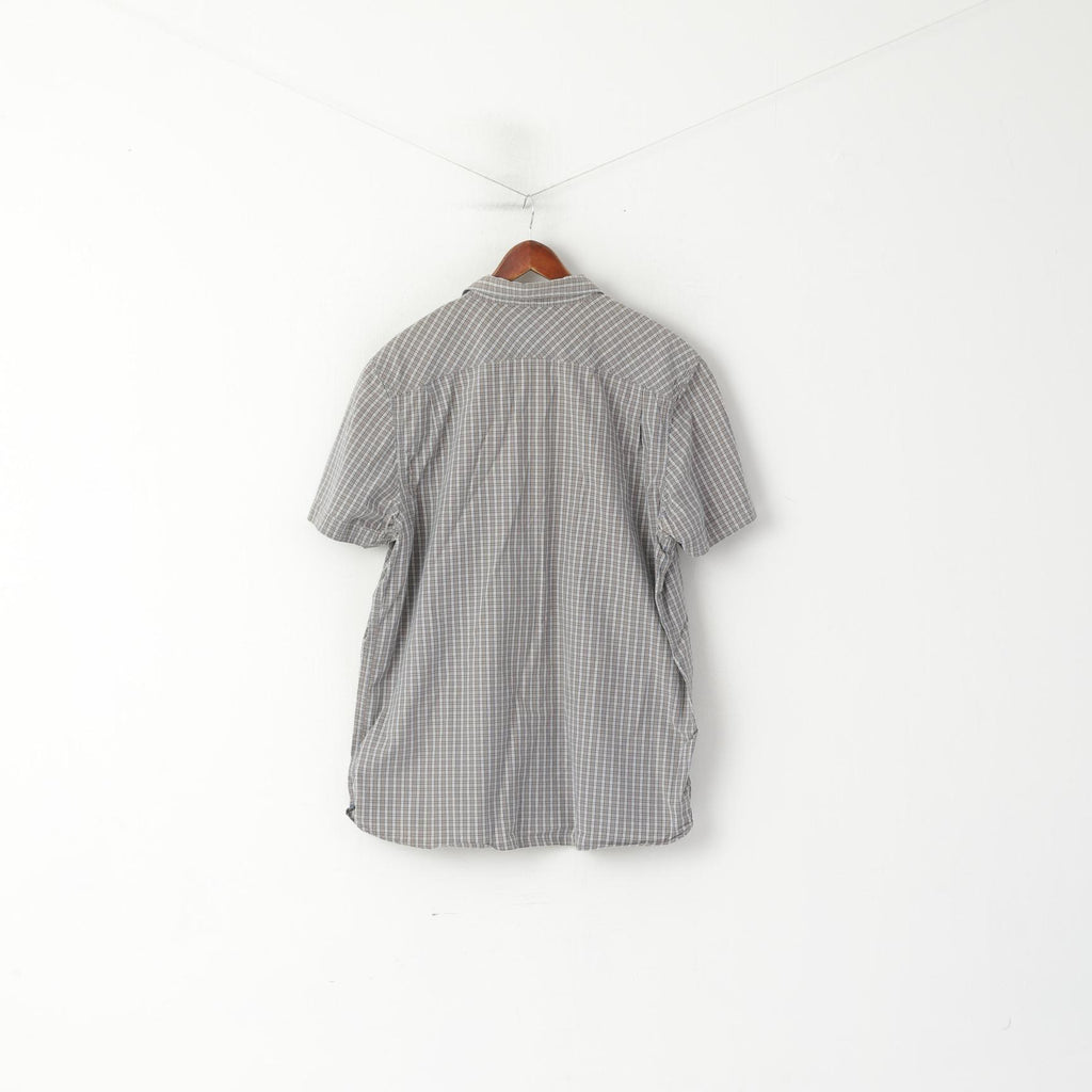 Levi's Men XXL Casual Shirt Gray Blue Checkered Cotton Standard Fit Vintage Top