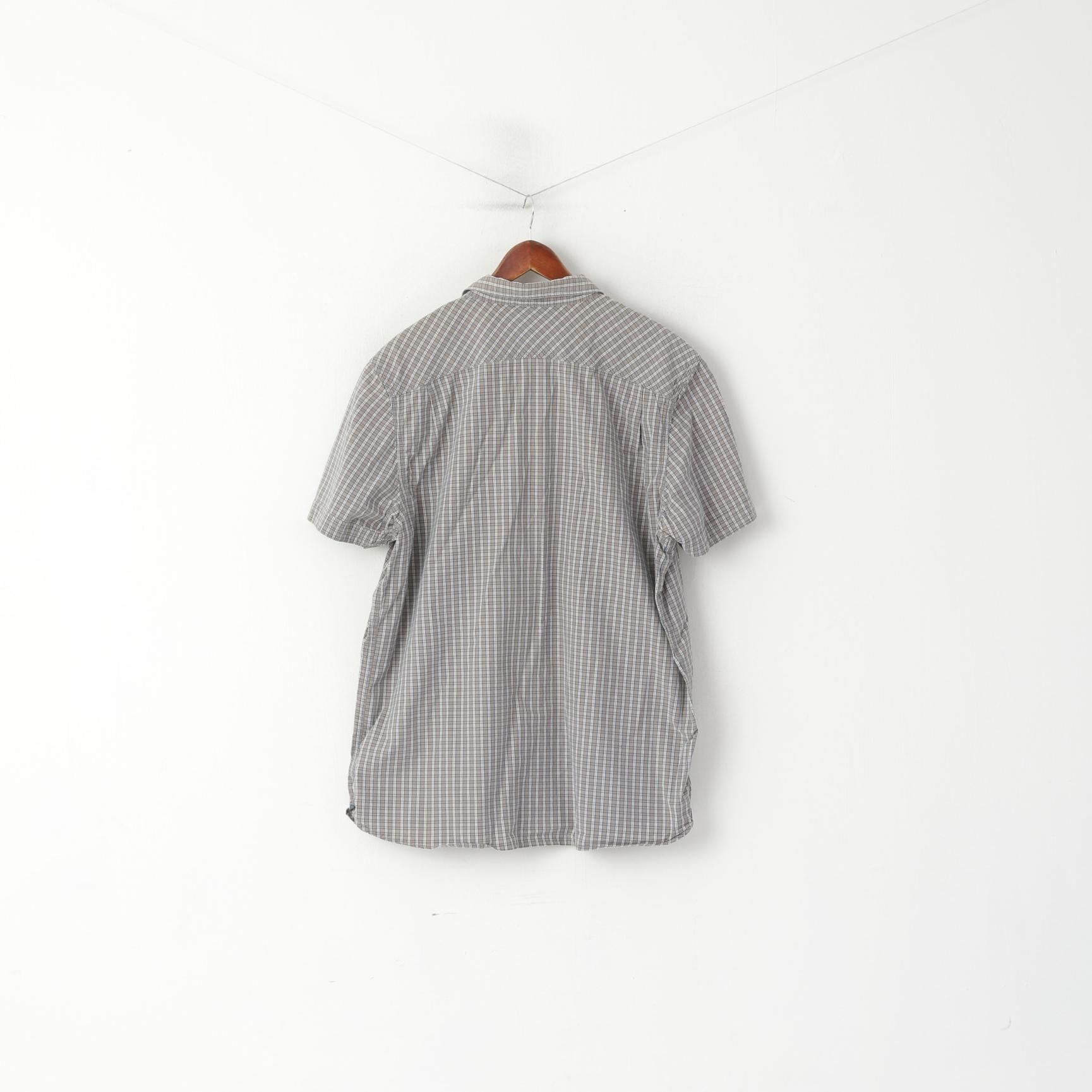 Levi's Men XXL Casual Shirt Gray Blue Checkered Cotton Standard Fit Vintage Top