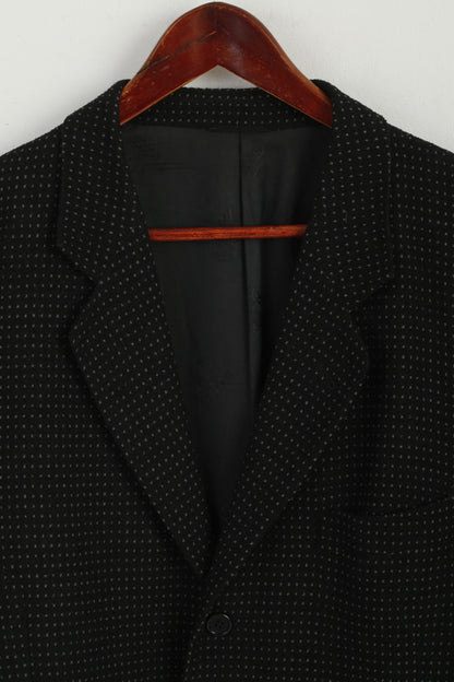 Messori Men 54 Blazer Black Wool Nylon Made In Italy Single Breasted Designer Jacket