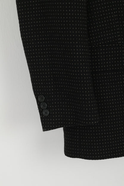 Messori Hommes 54 Blazer Noir Laine Nylon Fabriqué En Italie Veste De Créateur À Simple Boutonnage