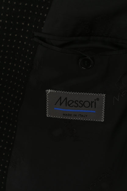 Messori Uomo 54 Blazer Nero Lana Nylon Made In Italy Giacca monopetto firmata