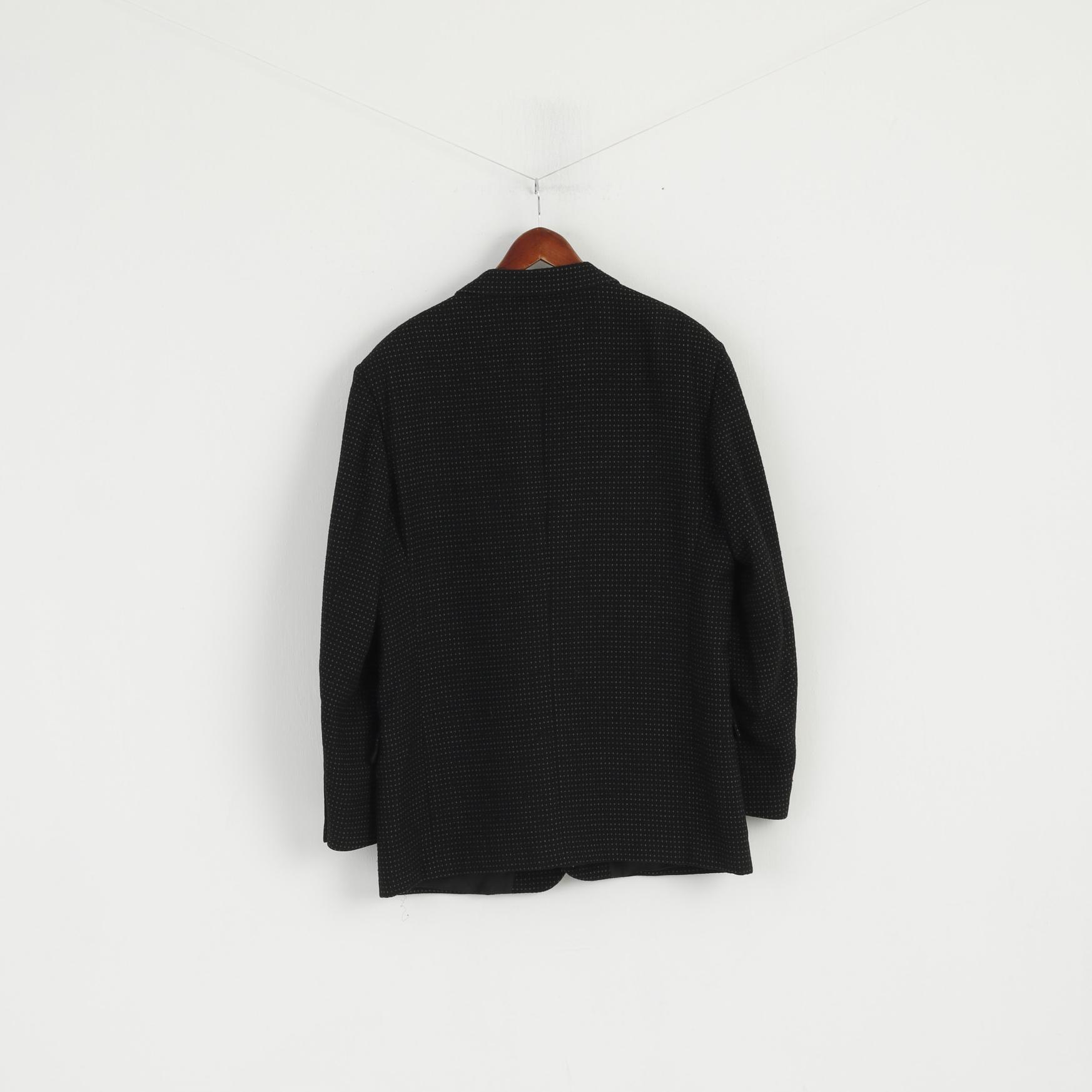 Messori Uomo 54 Blazer Nero Lana Nylon Made In Italy Giacca monopetto firmata