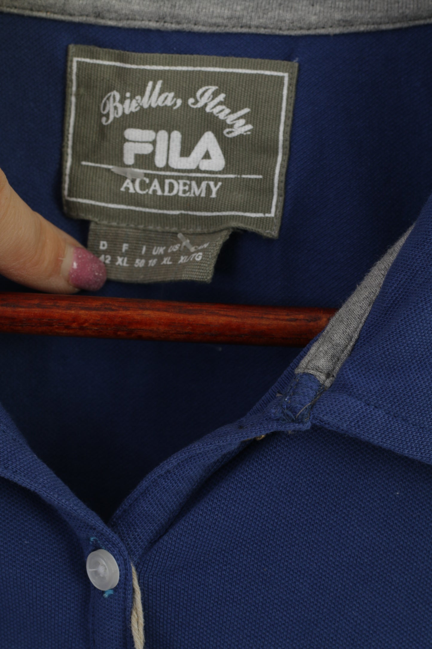 Nouveau Fila Academy Femmes 16 XL Polo Bleu Coton Biella Italie Sport Top
