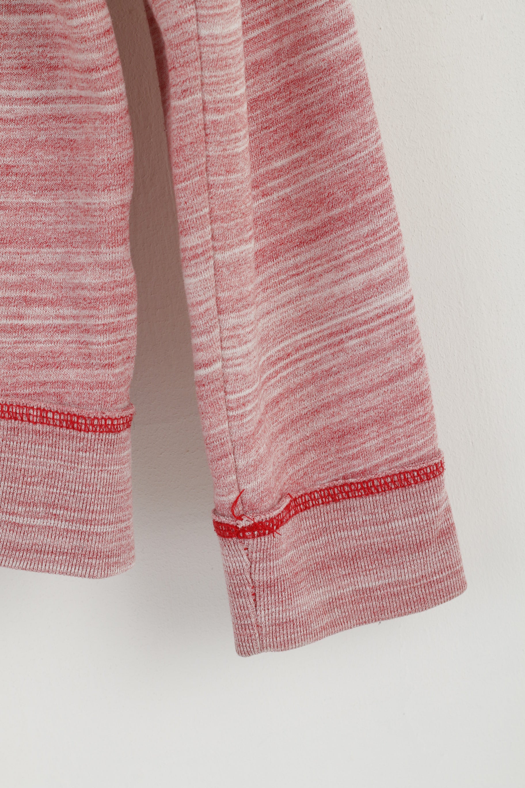 Felpa Hollister California da uomo L, top con cappuccio e cerniera intera in cotone sbiadito rosso