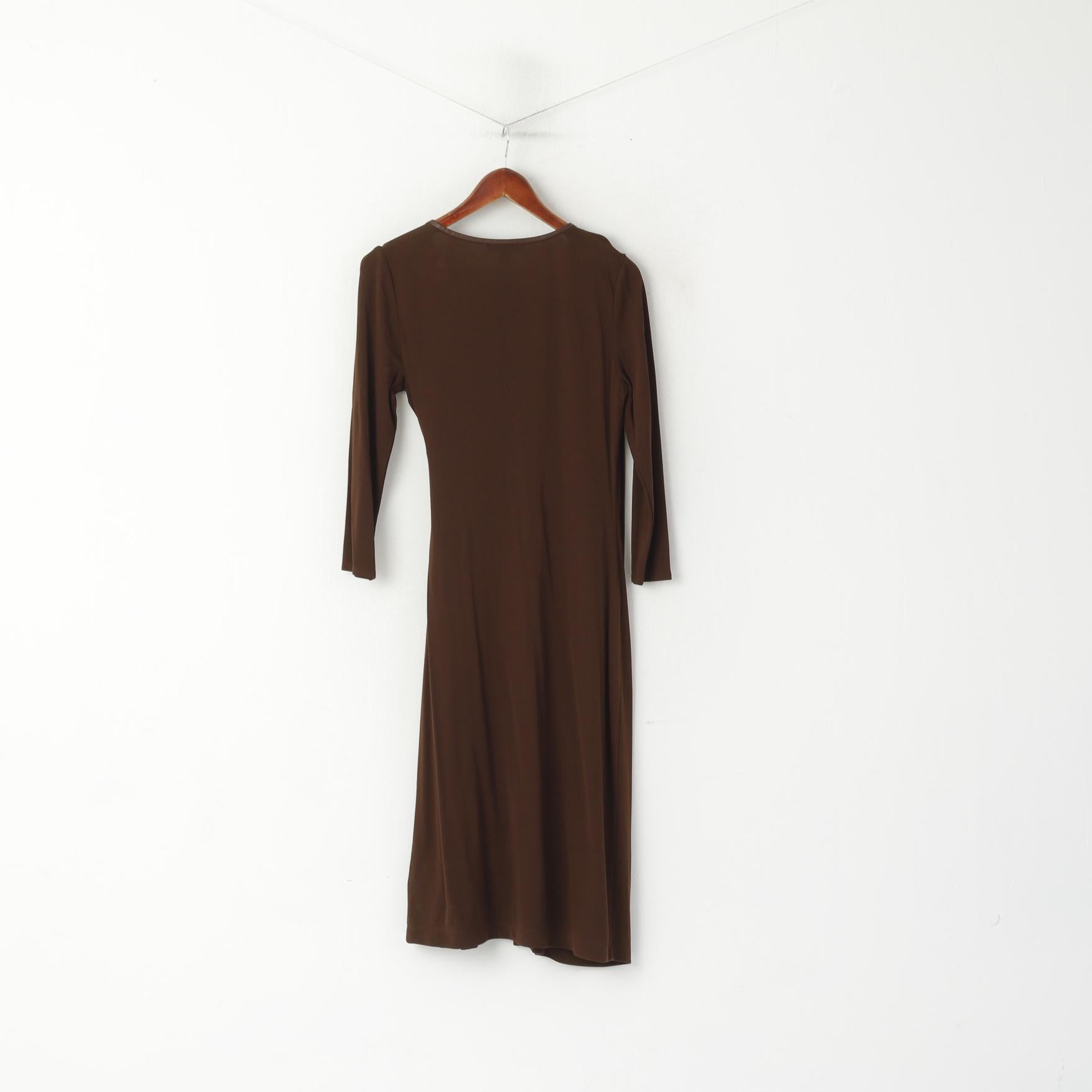 Lauren Ralph Lauren Womens 8 S Overlay Brown Long Tunic Open Thin Material Elegant Belted Top