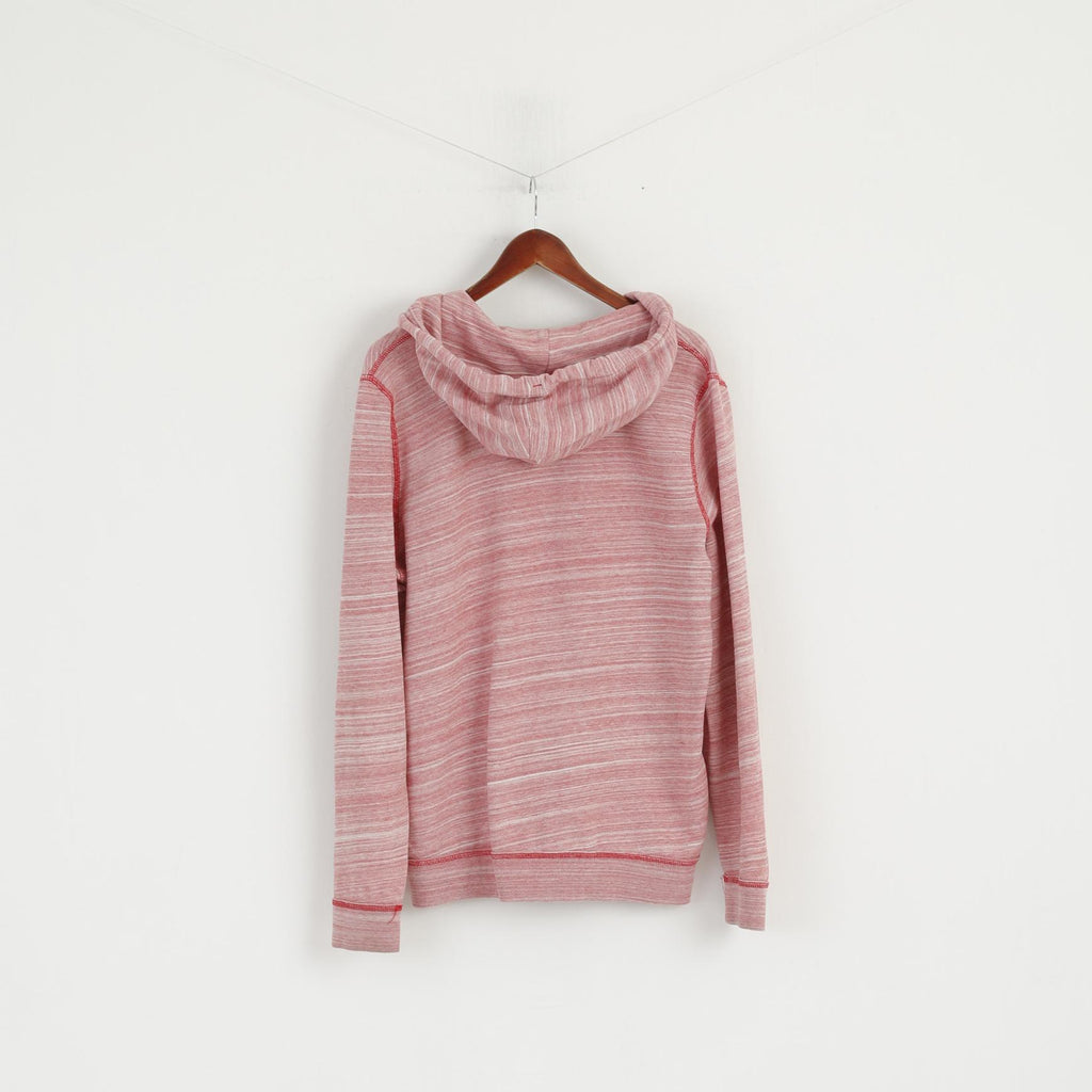 Hollister California Men L Sweatshirt Red Faded Cotton Full Zipper Hooded Top