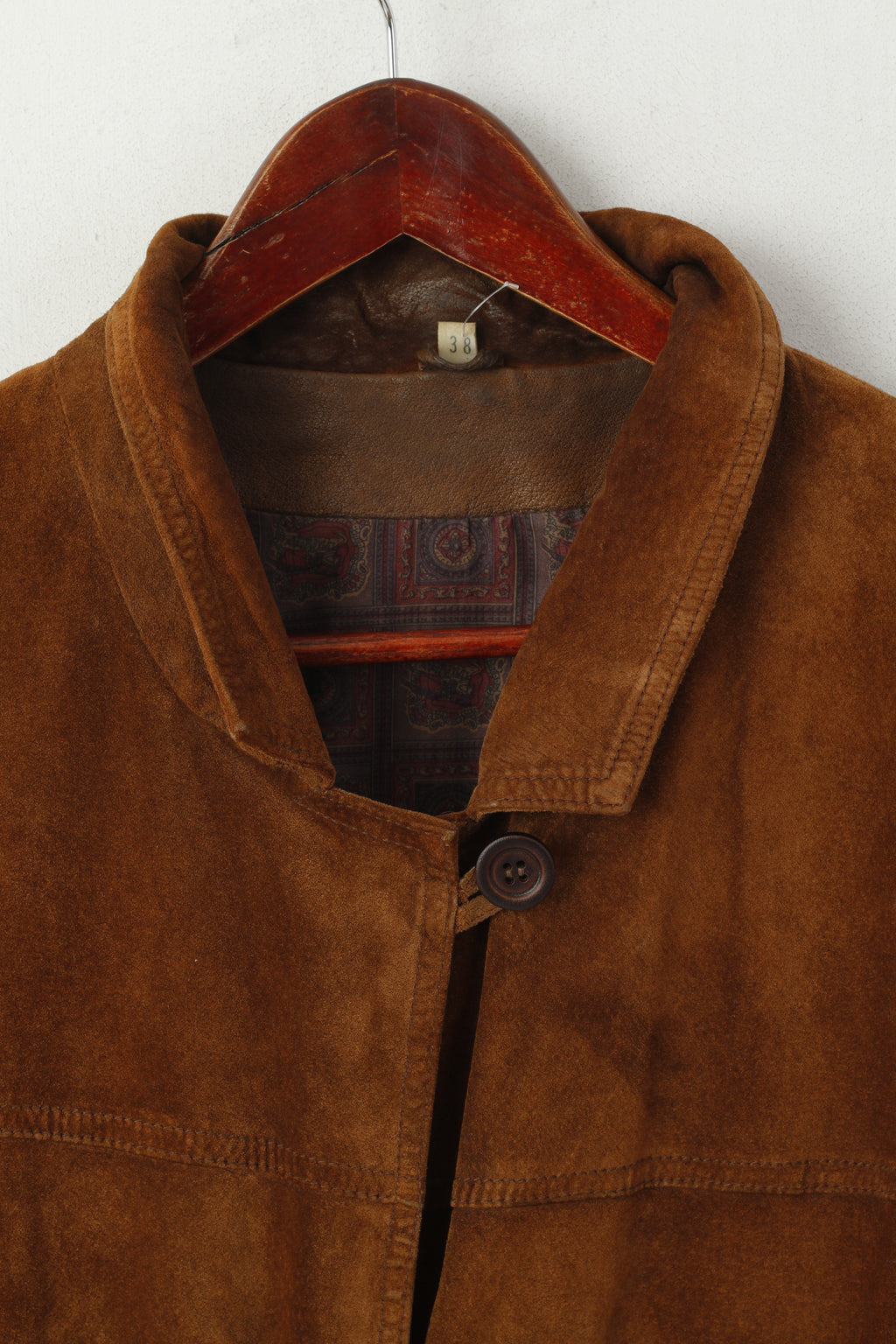 Aleksander Femmes 38 M Veste En Cuir Marron Vintage Western Simple Boutonnage Haut En Daim