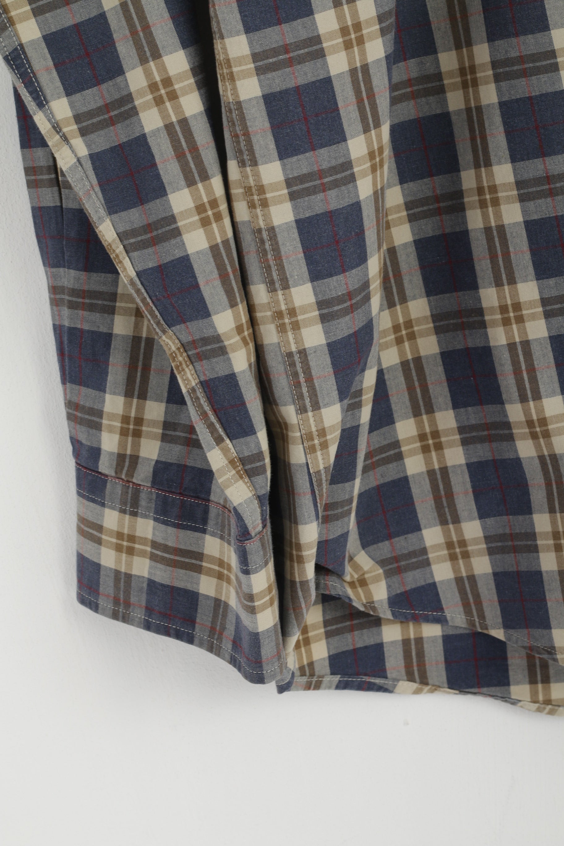 Gant Men M Casual Shirt Blue Check Sport Fit Adirondack Poplin Cotton Long Sleeve Top