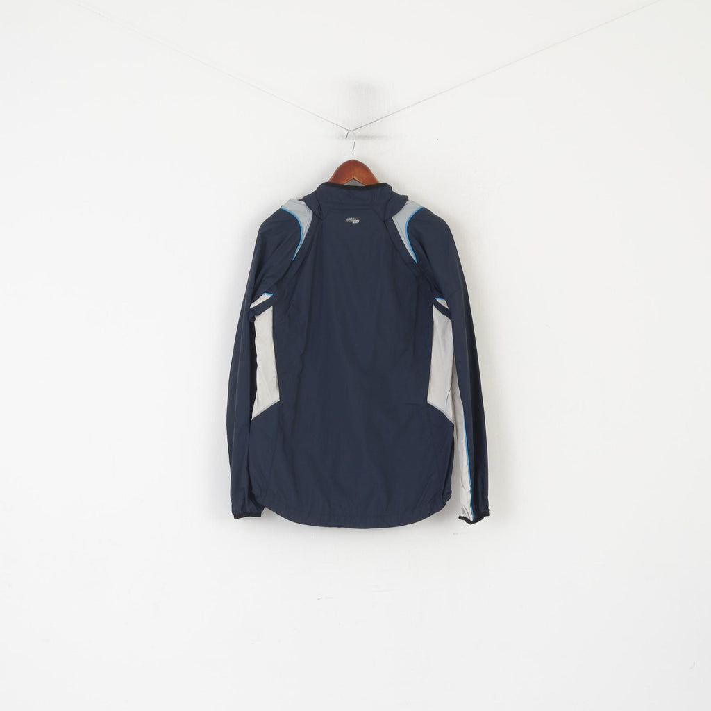 Asics Femmes 16 42 XL Veste Marine Run Activewear Fermeture Éclair Complète Manches Amovibles Haut