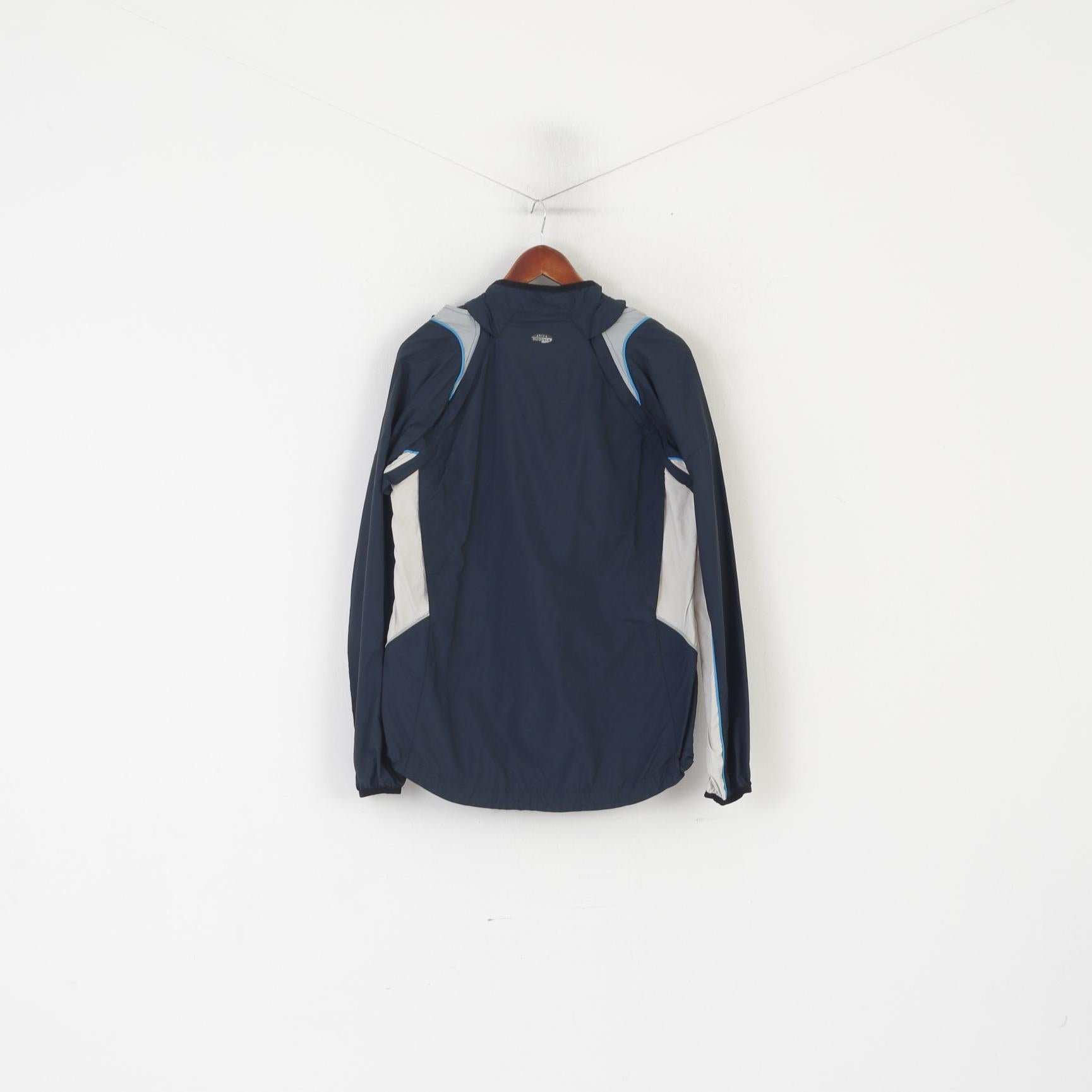 Asics Femmes 16 42 XL Veste Marine Run Activewear Fermeture Éclair Complète Manches Amovibles Haut