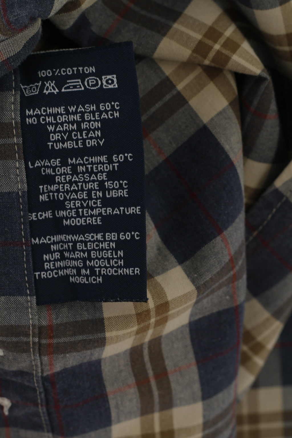 Gant Men M Casual Shirt Blue Check Sport Fit Adirondack Poplin Cotton Long Sleeve Top