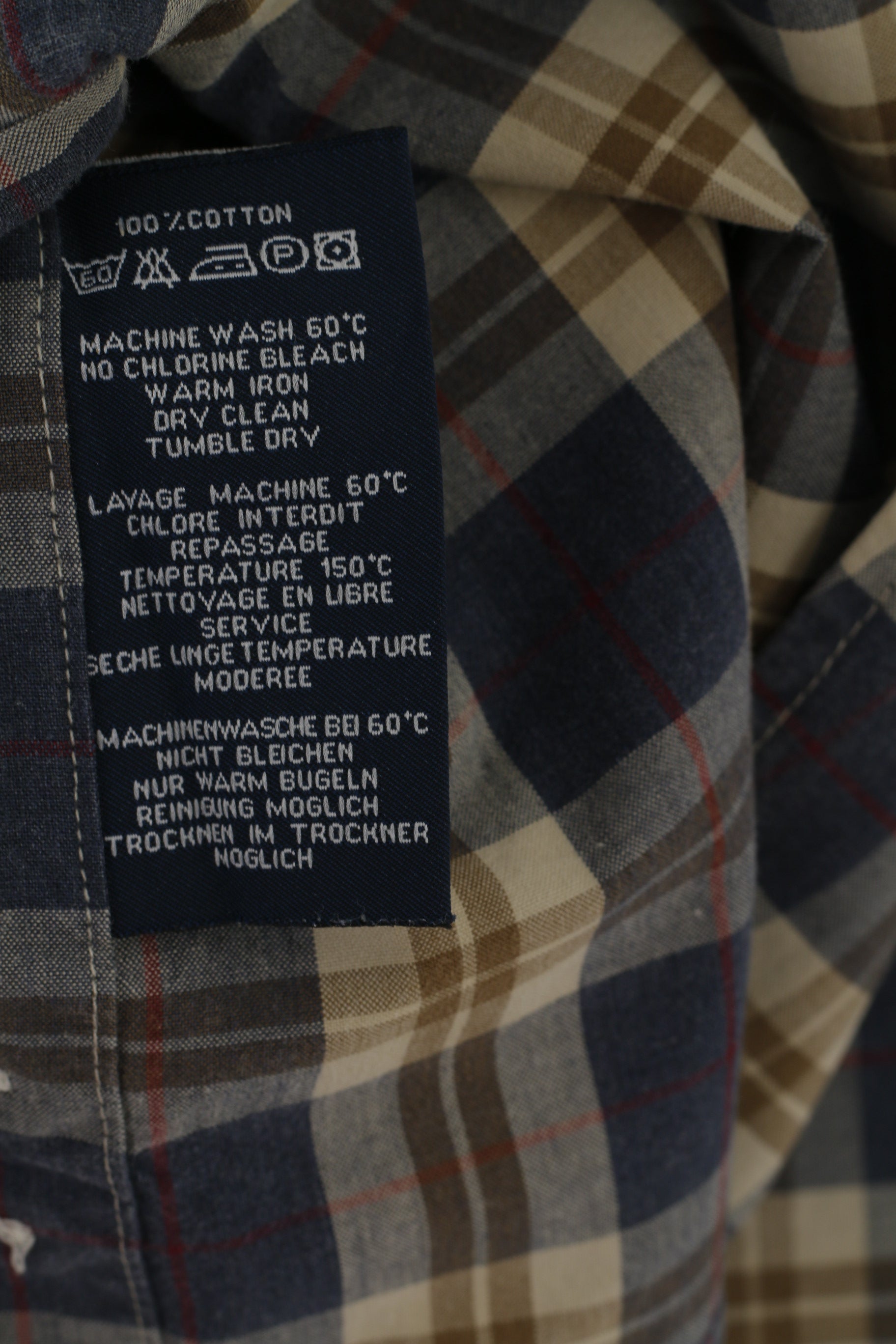 Gant Men M Casual Shirt Blue Check Sport Fit Adirondack Poplin Cotton Long Sleeve Top