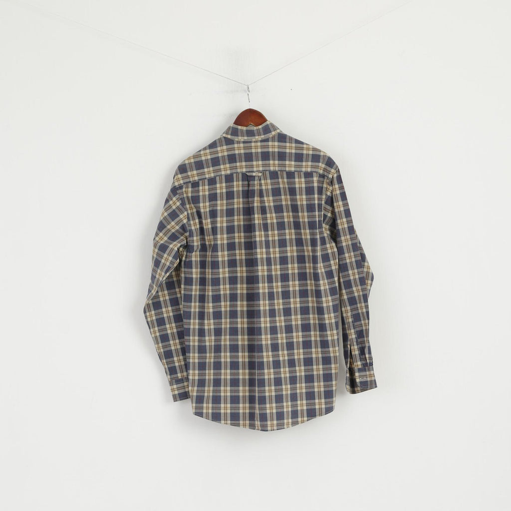 Gant Men M Casual Shirt Blue Check Sport Fit Adirondack Poplin Cotton Long Sleeve Top