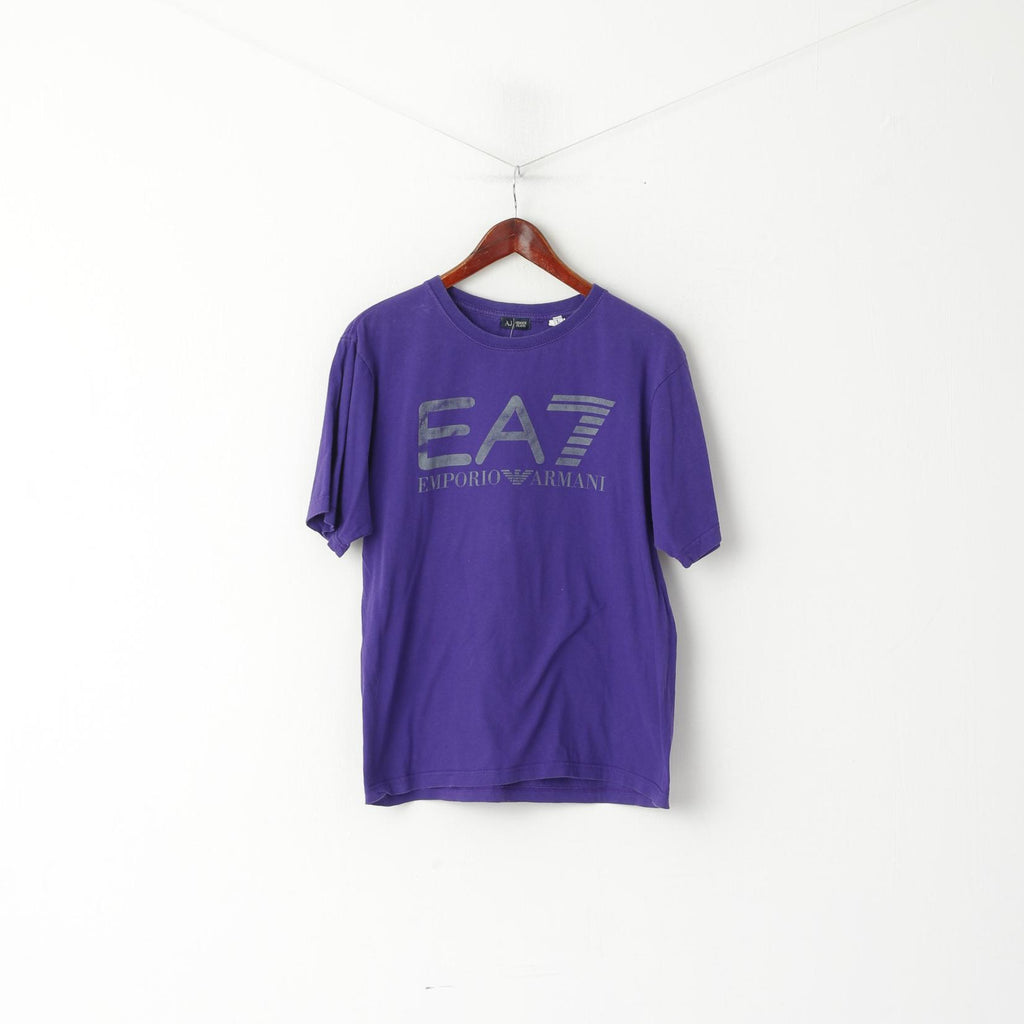 Armani Jeans Homme L (M) Chemise Violet Coton Graphique Slim Fit Ras du Cou Haut