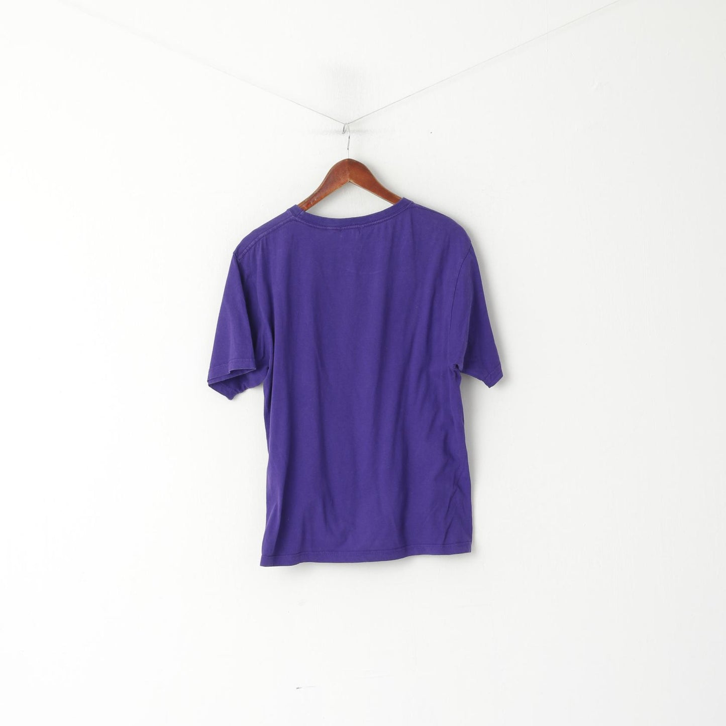 Armani Jeans Men L (M) Shirt Purple Cotton Graphic Slim Fit Crew Neck Top