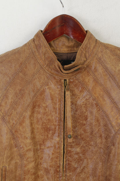 Veste soviétique pour femmes 10 S, en cuir de chameau, col montant, fermeture éclair, haut rétro