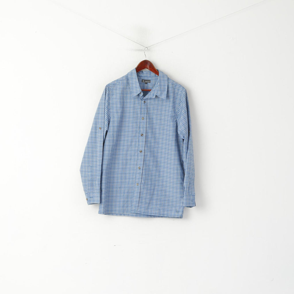 Gaupa Mes M Casual Shirt Blue Check Outdoor Rolled Up Sleeve Top