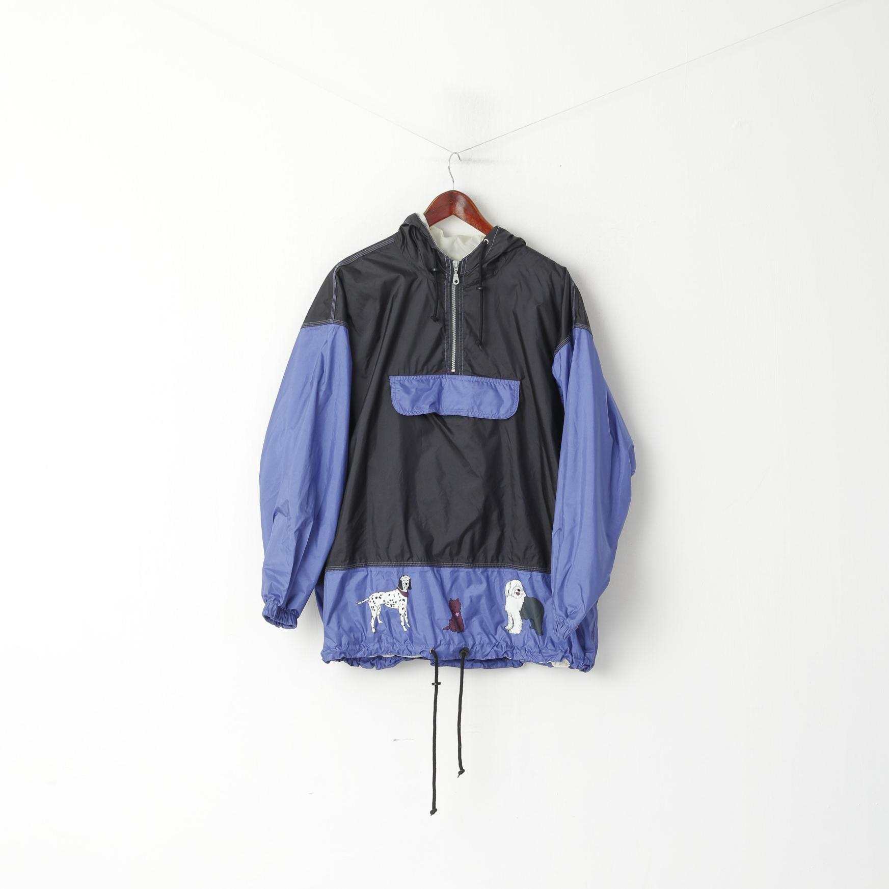 Hunde Wetter Femmes L Veste Noir Violet Pull Nylon Imperméable À Capuche Unisexe Top